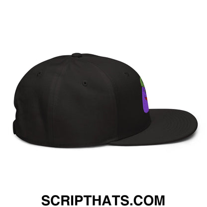 $PURPE Purple Pepe Embroidered Flat Bill Brim Snapback Hat Black