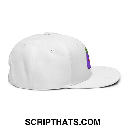 $PURPE Purple Pepe Embroidered Flat Bill Brim Snapback Hat White