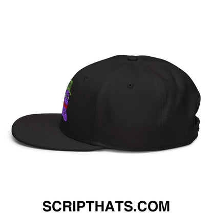 $PURPE Purple Pepe Embroidered Flat Bill Brim Snapback Hat Black