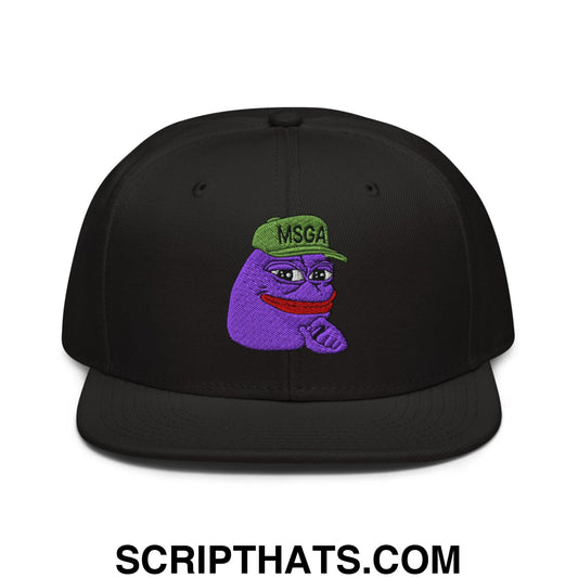 $PURPE Purple Pepe Embroidered Flat Bill Brim Snapback Hat Black