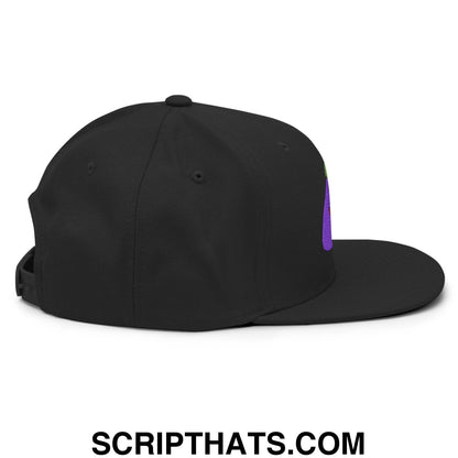 $PURPE Purple Pepe Embroidered Flat Brim Bill Snapback Hat Black