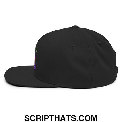 $PURPE Purple Pepe Embroidered Flat Brim Bill Snapback Hat Black