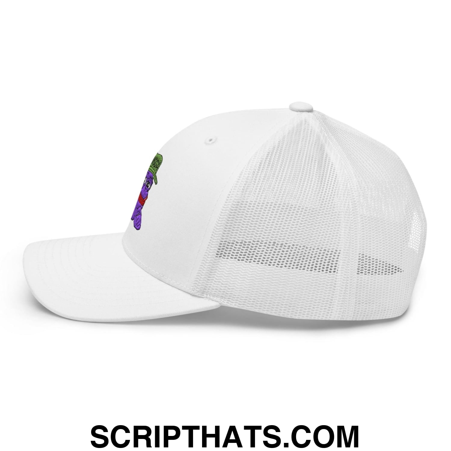 $PURPE Purple Pepe Embroidered Mesh Trucker Hat White