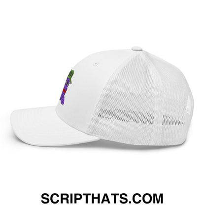 $PURPE Purple Pepe Embroidered Mesh Trucker Hat White