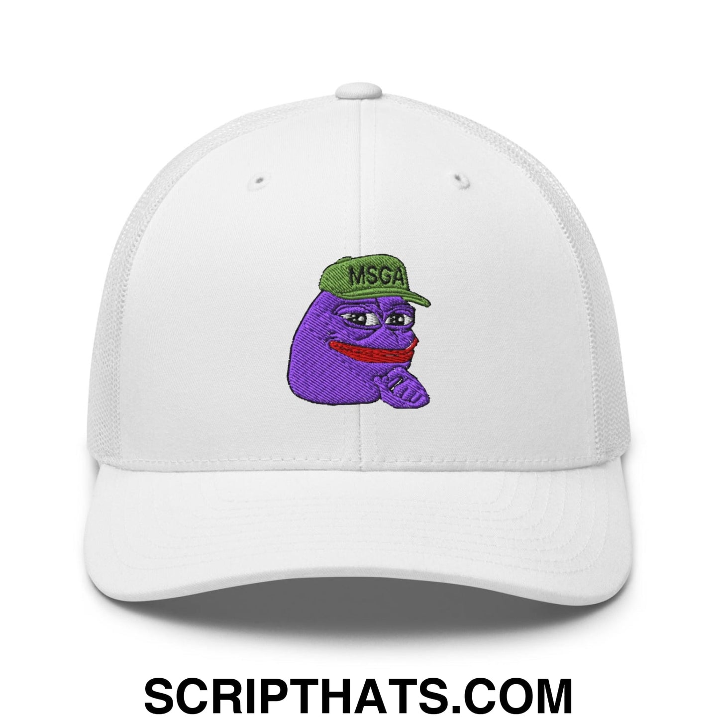 $PURPE Purple Pepe Embroidered Mesh Trucker Hat White