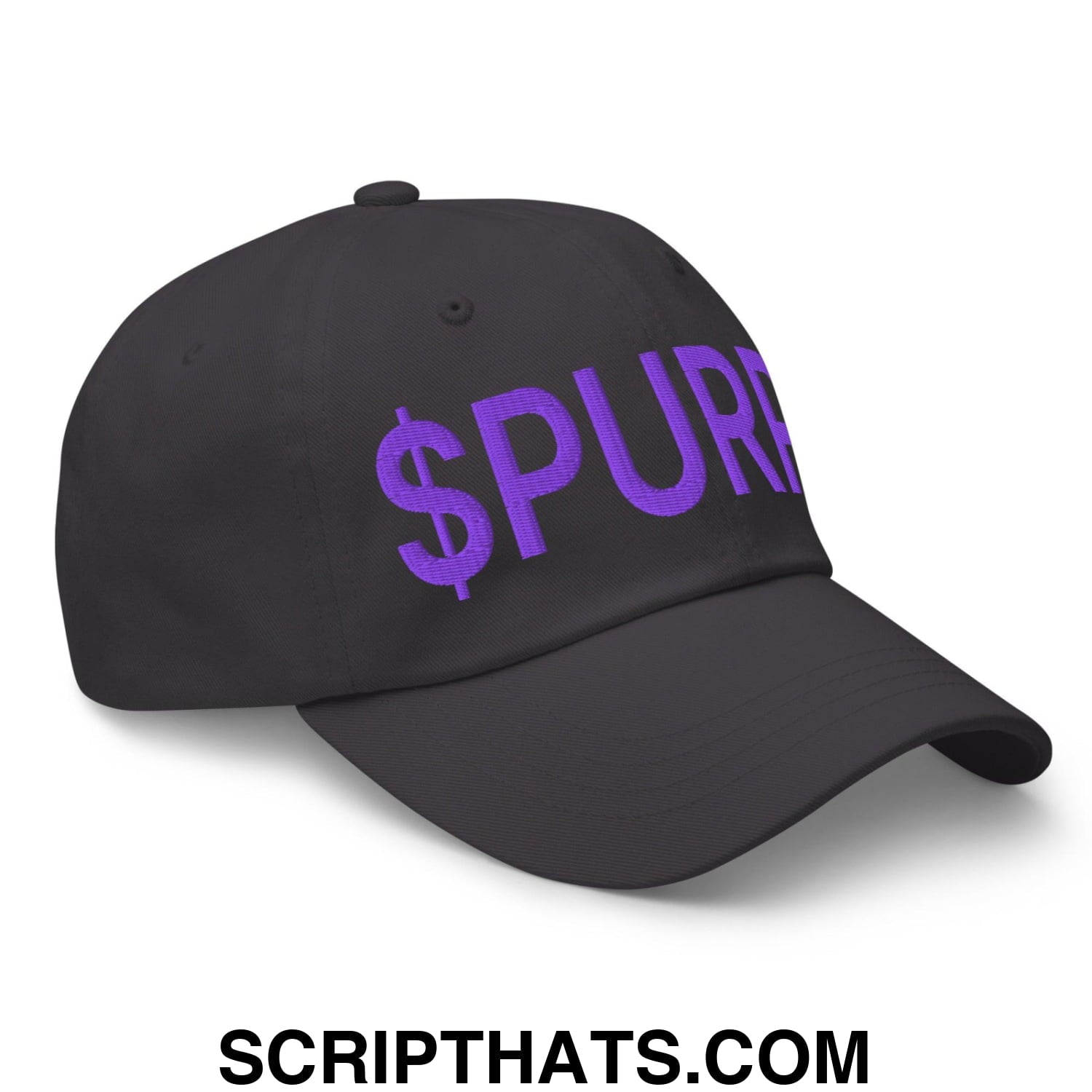 Purple Pepe $PURPE Embroidered Dad Hat Dark Grey