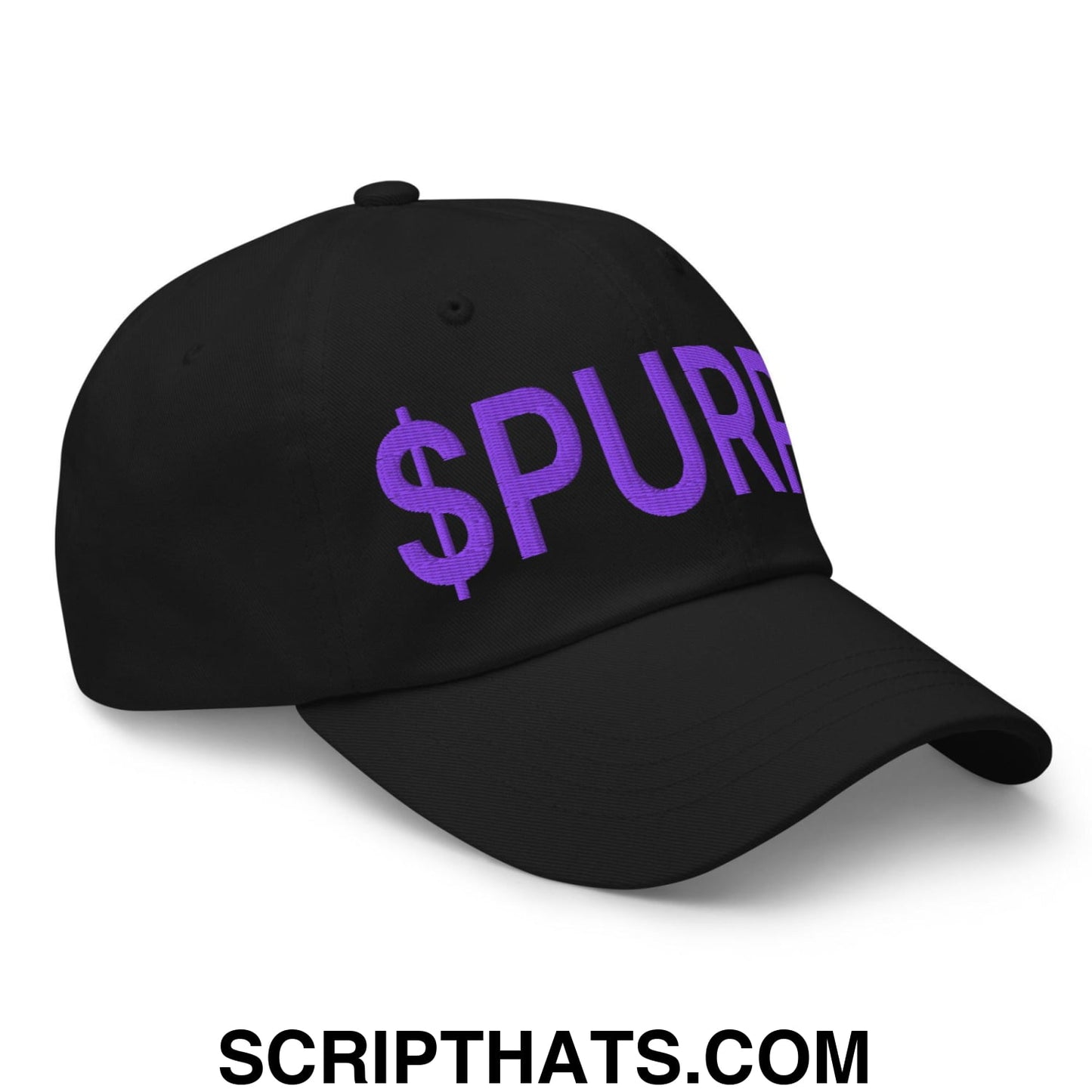 Purple Pepe $PURPE Embroidered Dad Hat Black