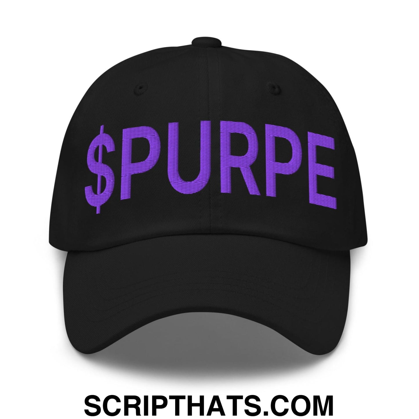 Purple Pepe $PURPE Embroidered Dad Hat Black
