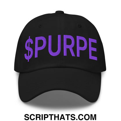 Purple Pepe $PURPE Embroidered Dad Hat Black