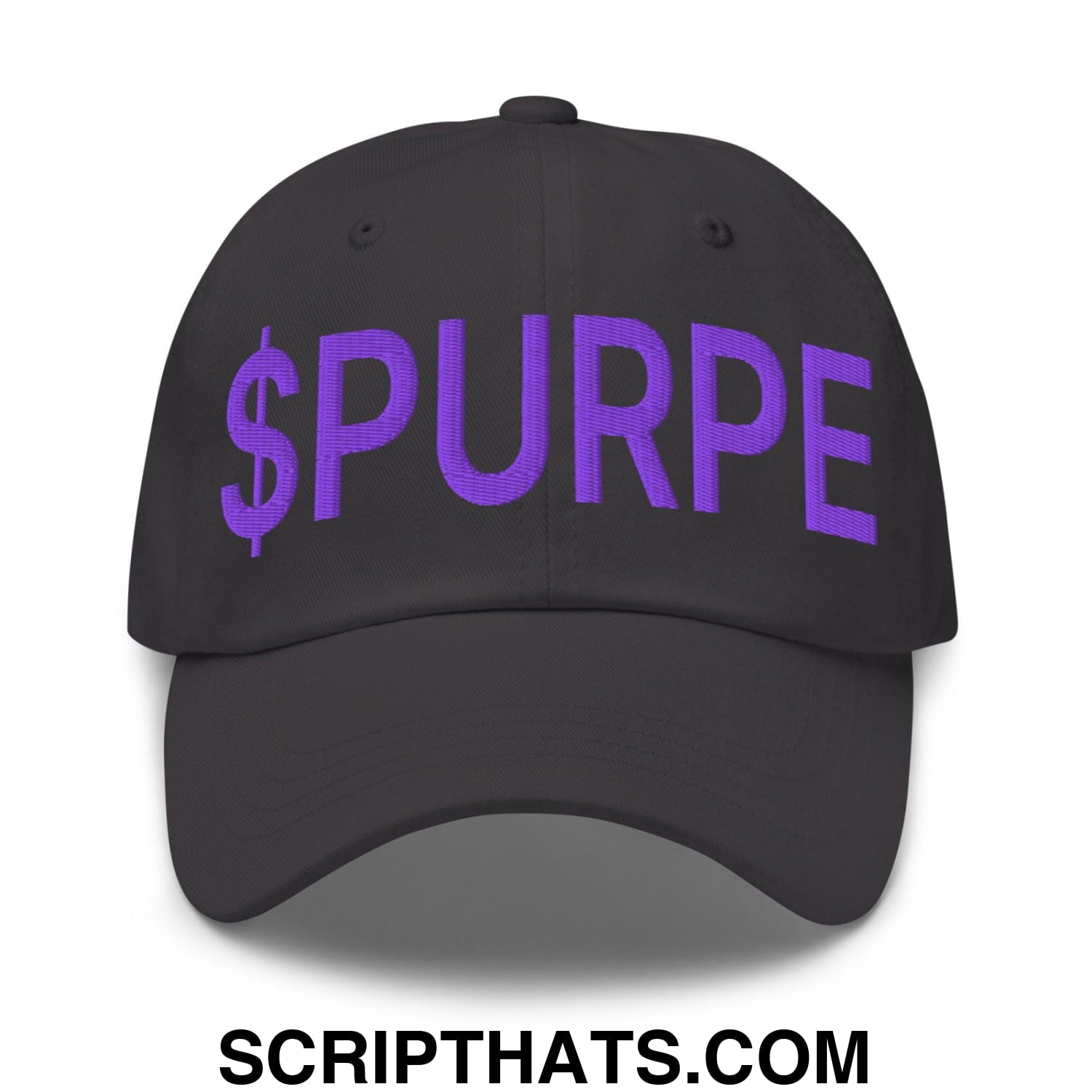 Purple Pepe $PURPE Embroidered Dad Hat Dark Grey