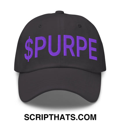Purple Pepe $PURPE Embroidered Dad Hat Dark Grey