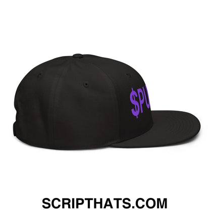 Purple Pepe $PURPE Embroidered Flat Bill Brim Snapback Hat Black