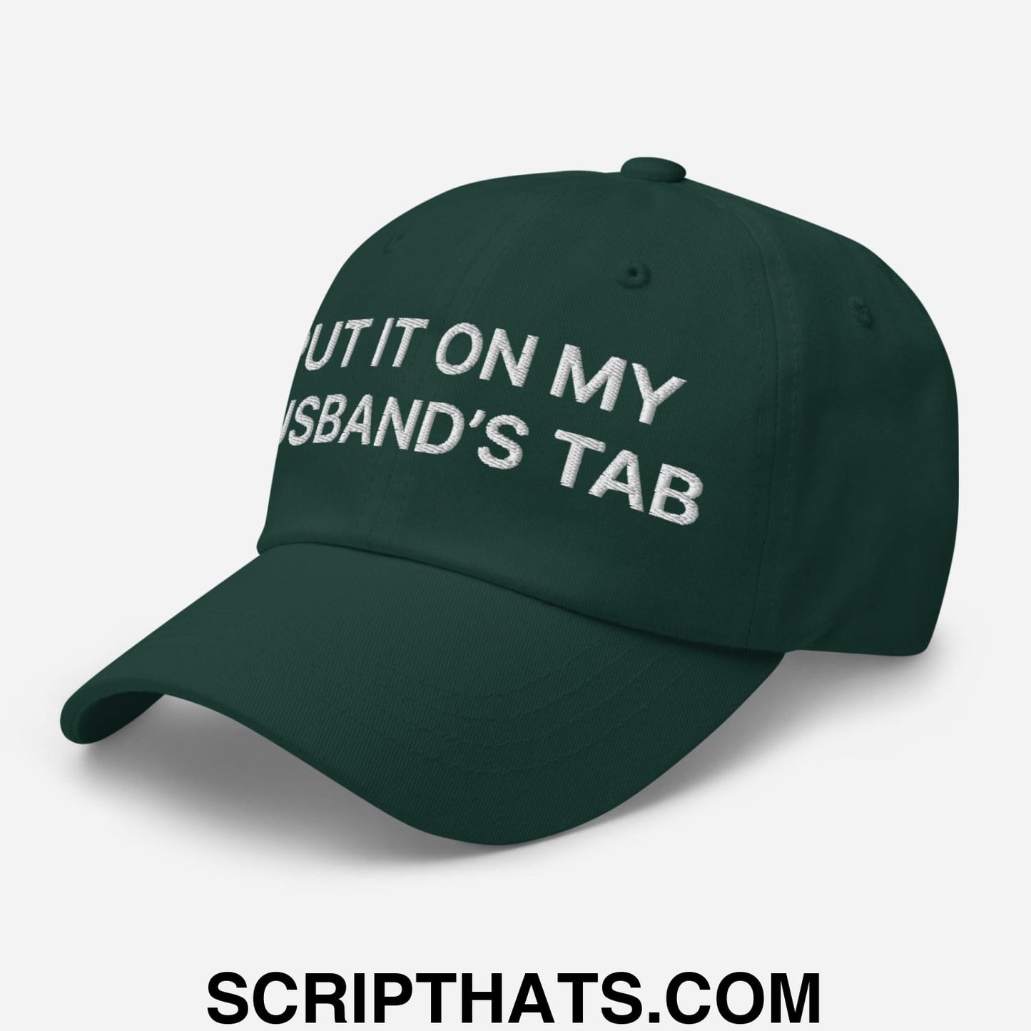 Put It on My Husband's Tab Embroidered Dad Hat Cranberry