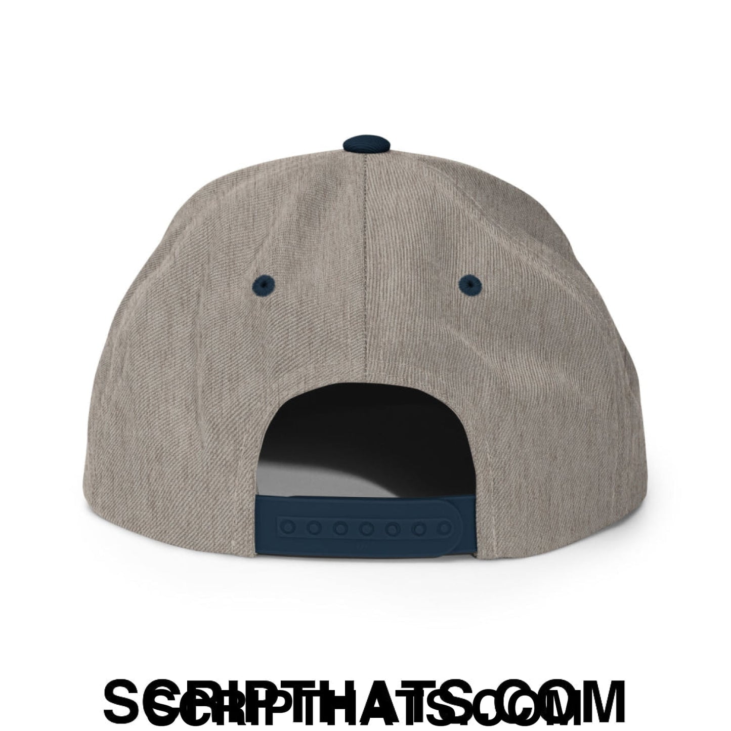 Put it on My Husband's Tab Embroidered Flat Brim Bill Snapback Hat Heather Grey Navy