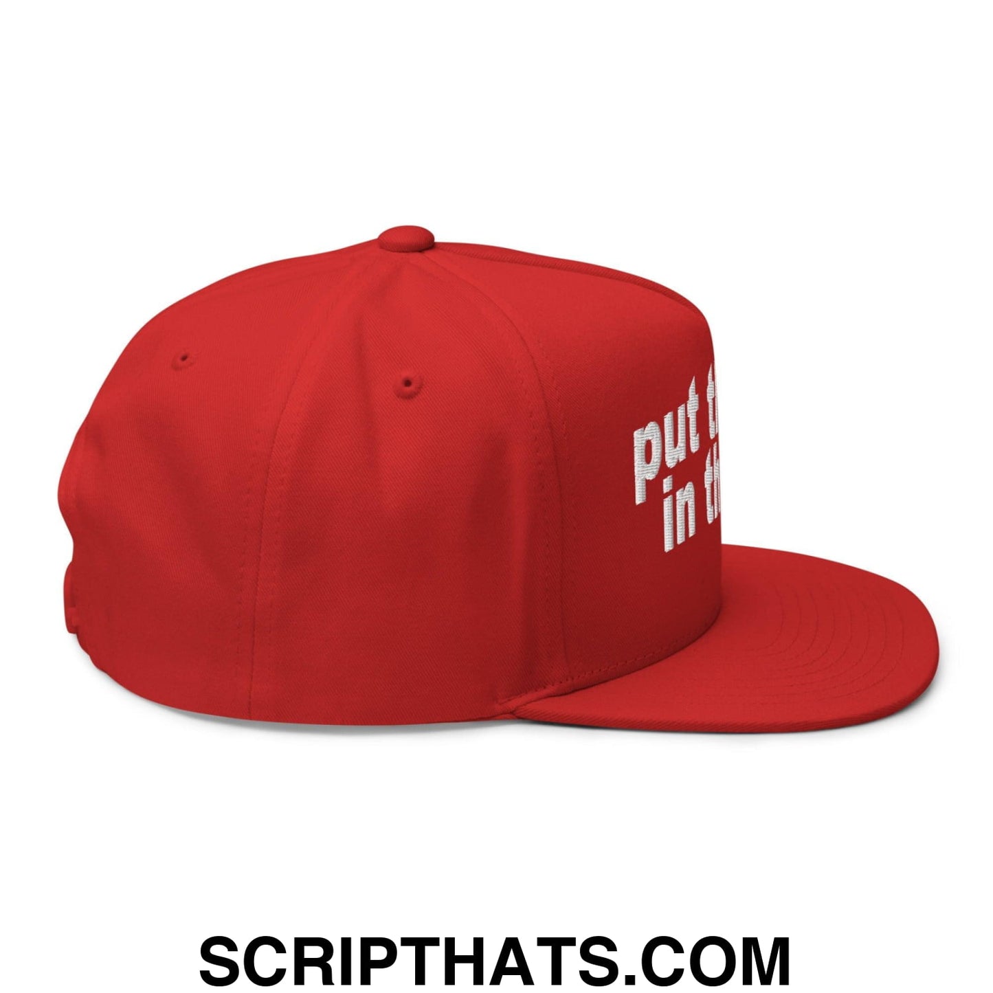 Put the Fries in the Bag Embroidered 5 Panel Flat Bill Brim Snapback Hat Red