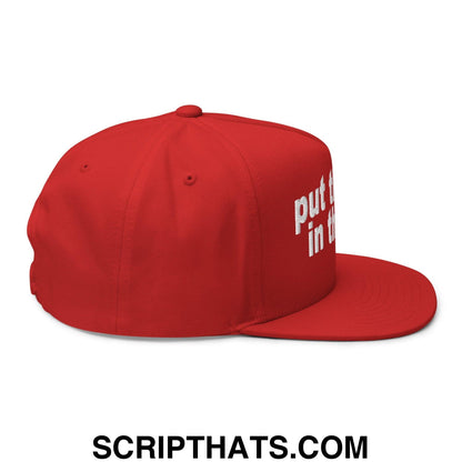 Put the Fries in the Bag Embroidered 5 Panel Flat Bill Brim Snapback Hat Red