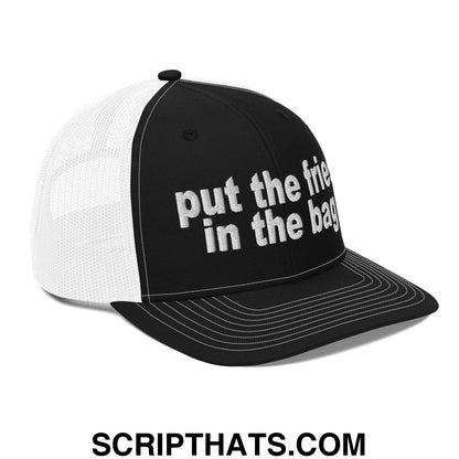Put the Fries in the Bag Embroidered Classic Mesh Trucker Hat Black White