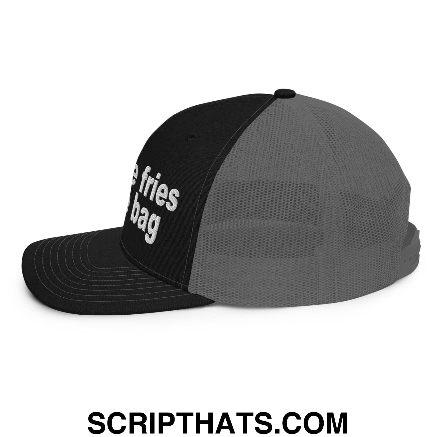 Put the Fries in the Bag Embroidered Classic Mesh Trucker Hat Black Charcoal