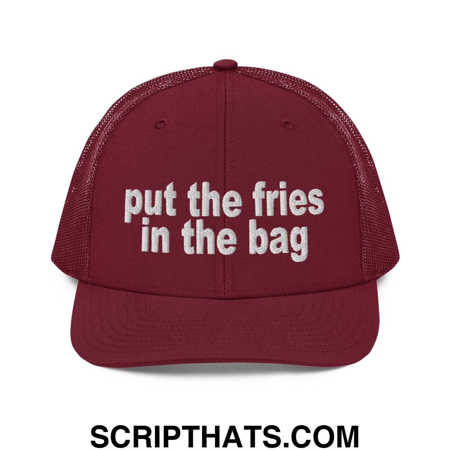 Put the Fries in the Bag Embroidered Classic Mesh Trucker Hat Cardinal