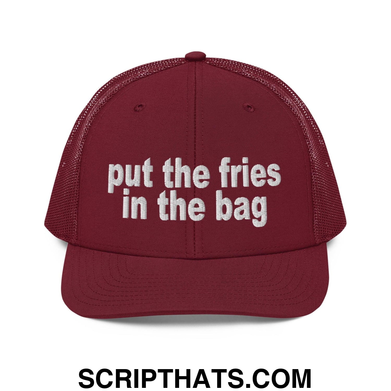 Put the Fries in the Bag Embroidered Classic Mesh Trucker Hat Cardinal