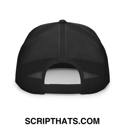 Put the Fries in the Bag Embroidered Mesh Flat Bill Brim Trucker Hat Black