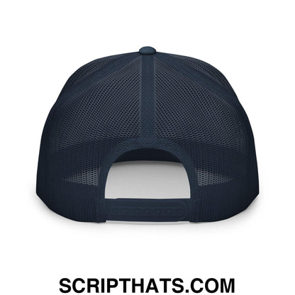 Put the Fries in the Bag Embroidered Mesh Flat Bill Brim Trucker Hat Navy