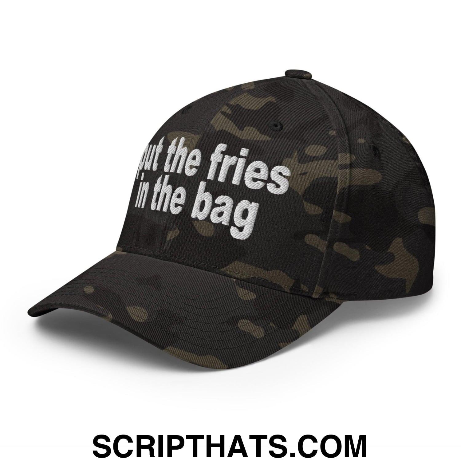 Put the Fries in the Bag Embroidered Stretch Fit Baseball Hat Multicam Black