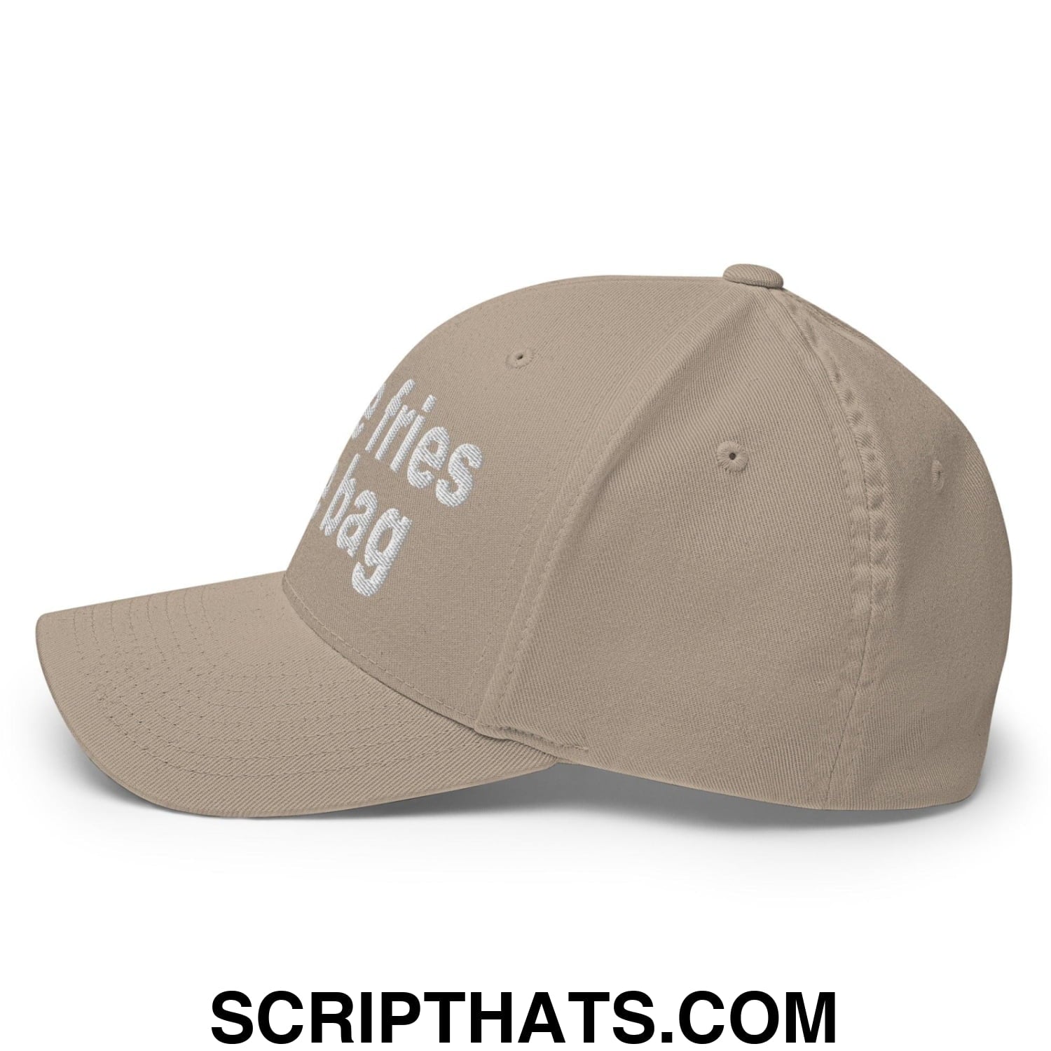 Put the Fries in the Bag Embroidered Stretch Fit Baseball Hat Khaki