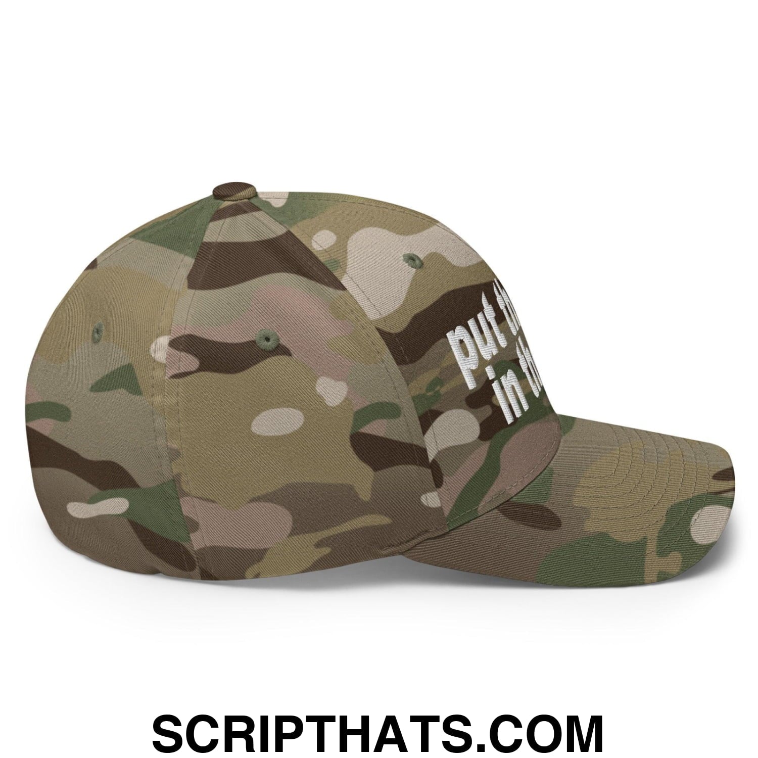 Put the Fries in the Bag Embroidered Stretch Fit Baseball Hat Multicam Green