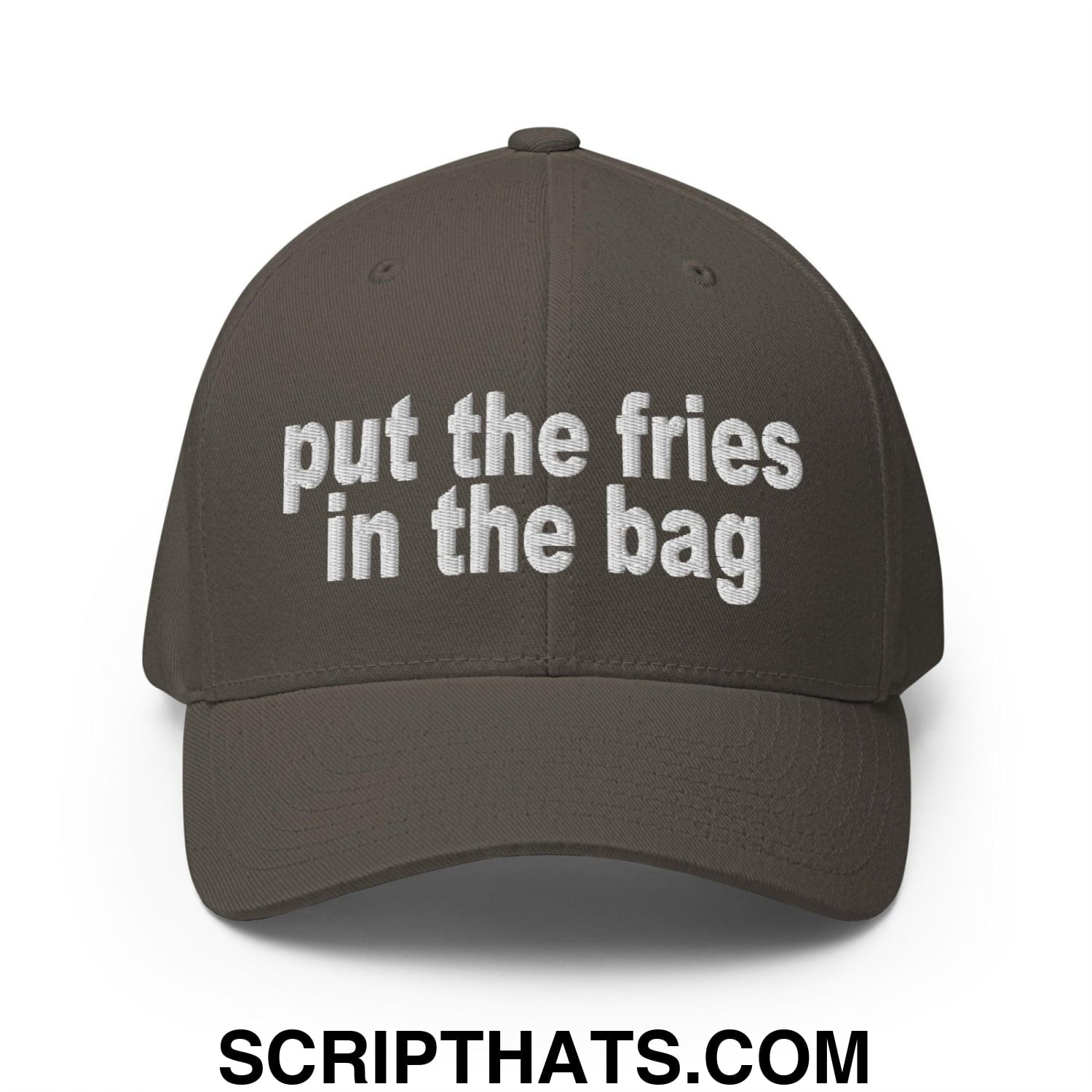 Put the Fries in the Bag Embroidered Stretch Fit Baseball Hat Dark Grey