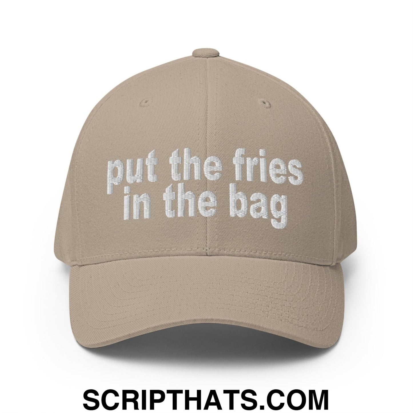 Put the Fries in the Bag Embroidered Stretch Fit Baseball Hat Khaki