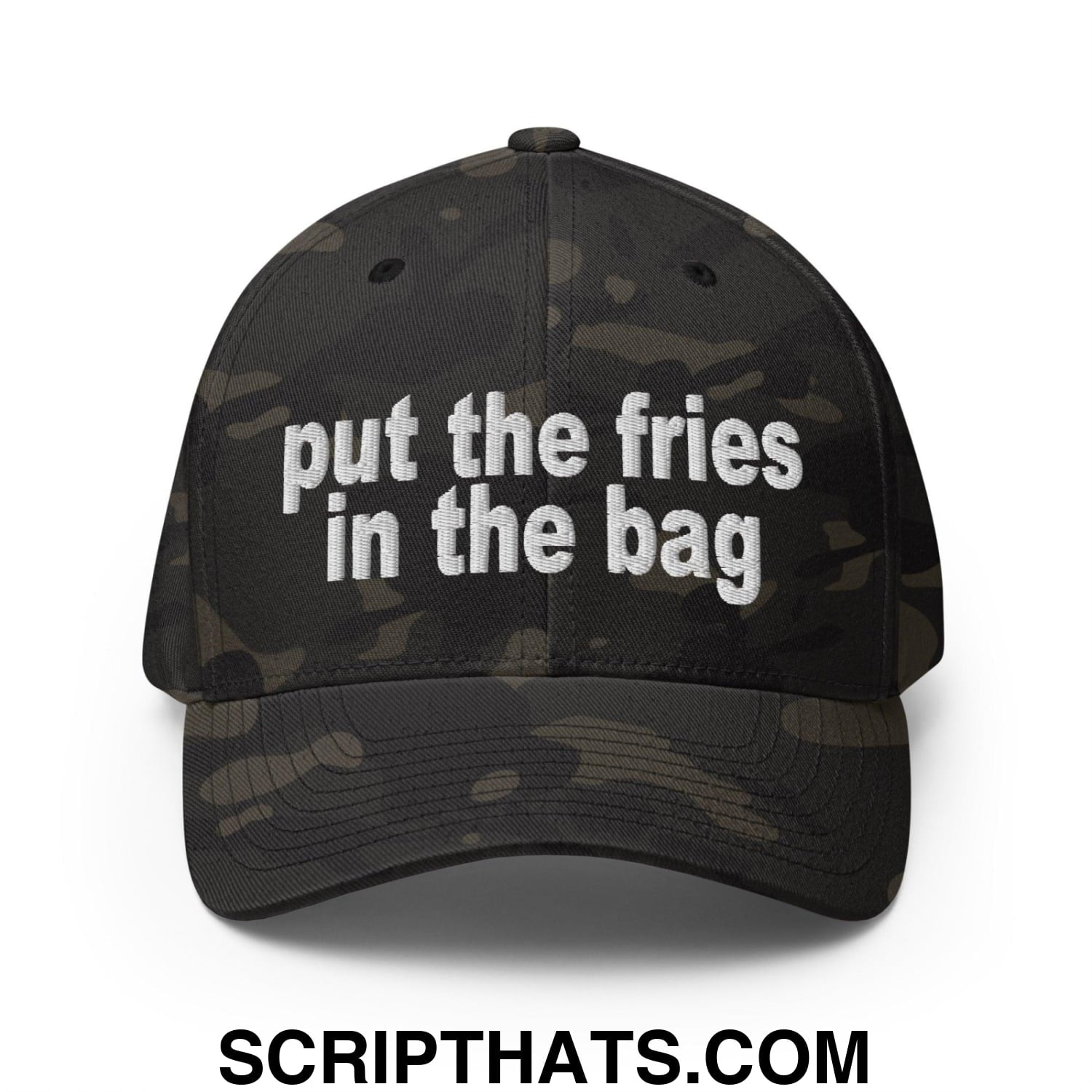 Put the Fries in the Bag Embroidered Stretch Fit Baseball Hat Multicam Black