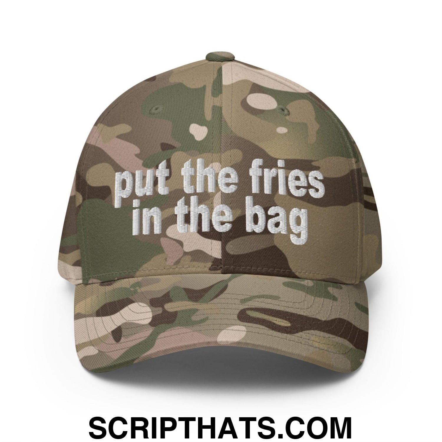 Put the Fries in the Bag Embroidered Stretch Fit Baseball Hat Multicam Green
