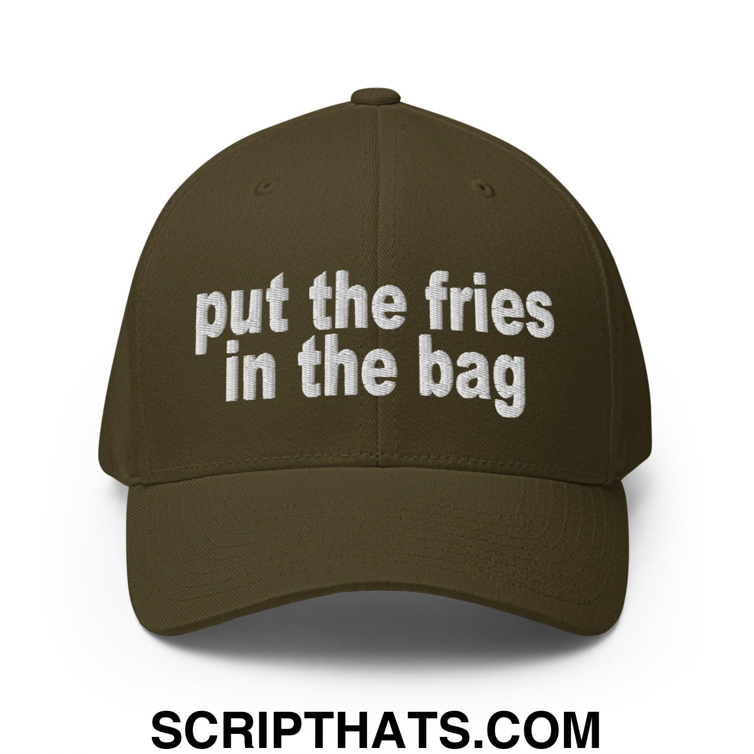 Put the Fries in the Bag Embroidered Stretch Fit Baseball Hat Olive