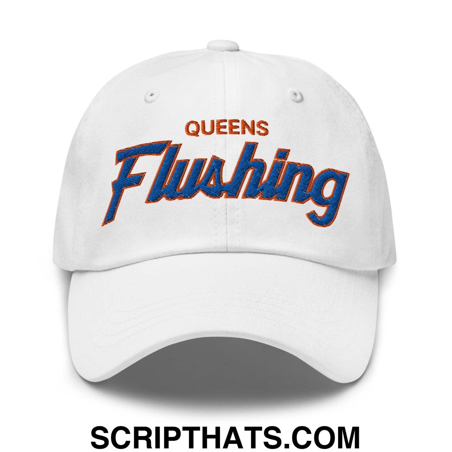 Queens Flushing NYC Vintage Sports Script Embroidered Dad Hat Default Title