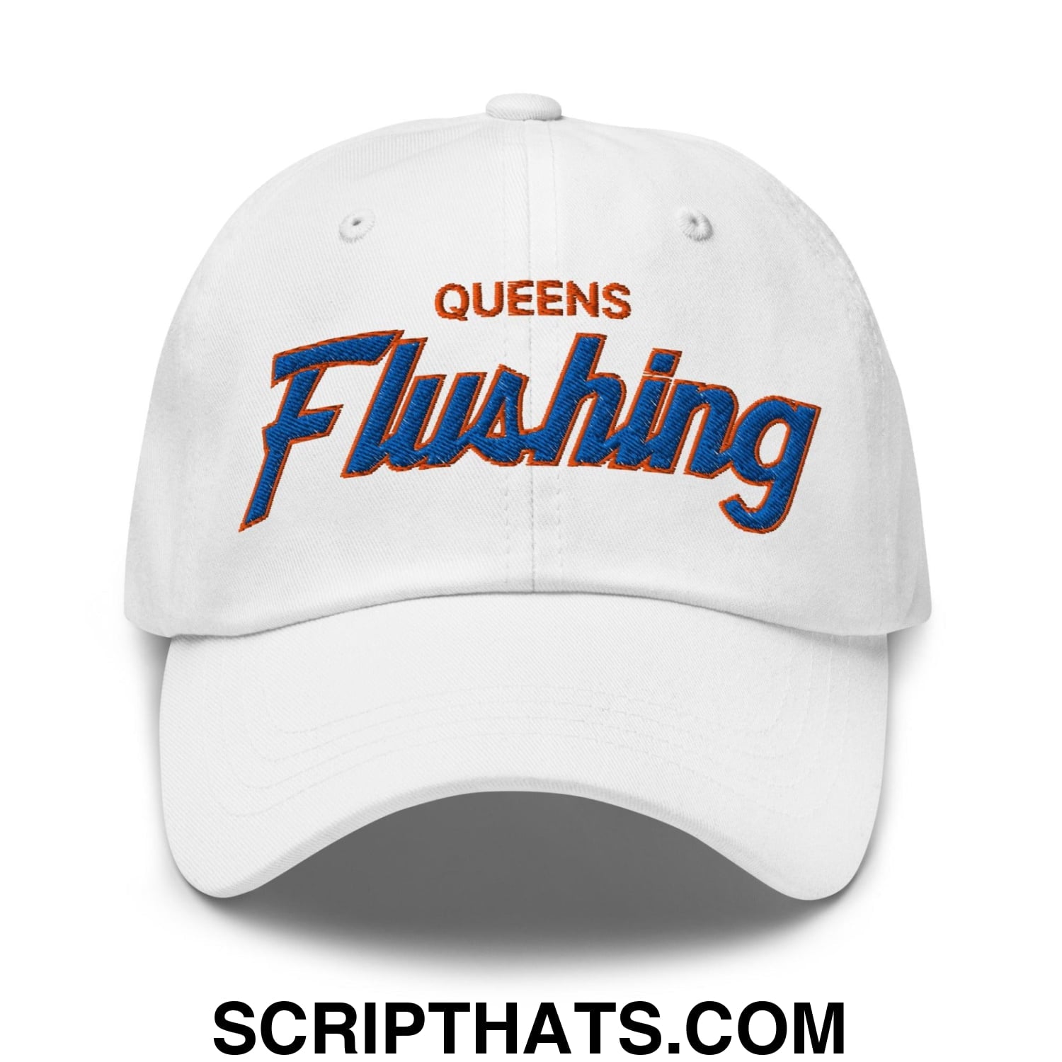 Queens Flushing NYC Vintage Sports Script Embroidered Dad Hat Default Title