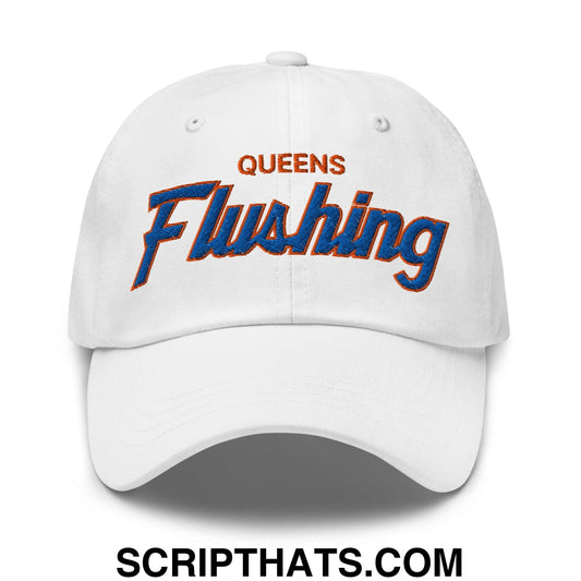 Queens Flushing NYC Vintage Sports Script Embroidered Dad Hat Default Title