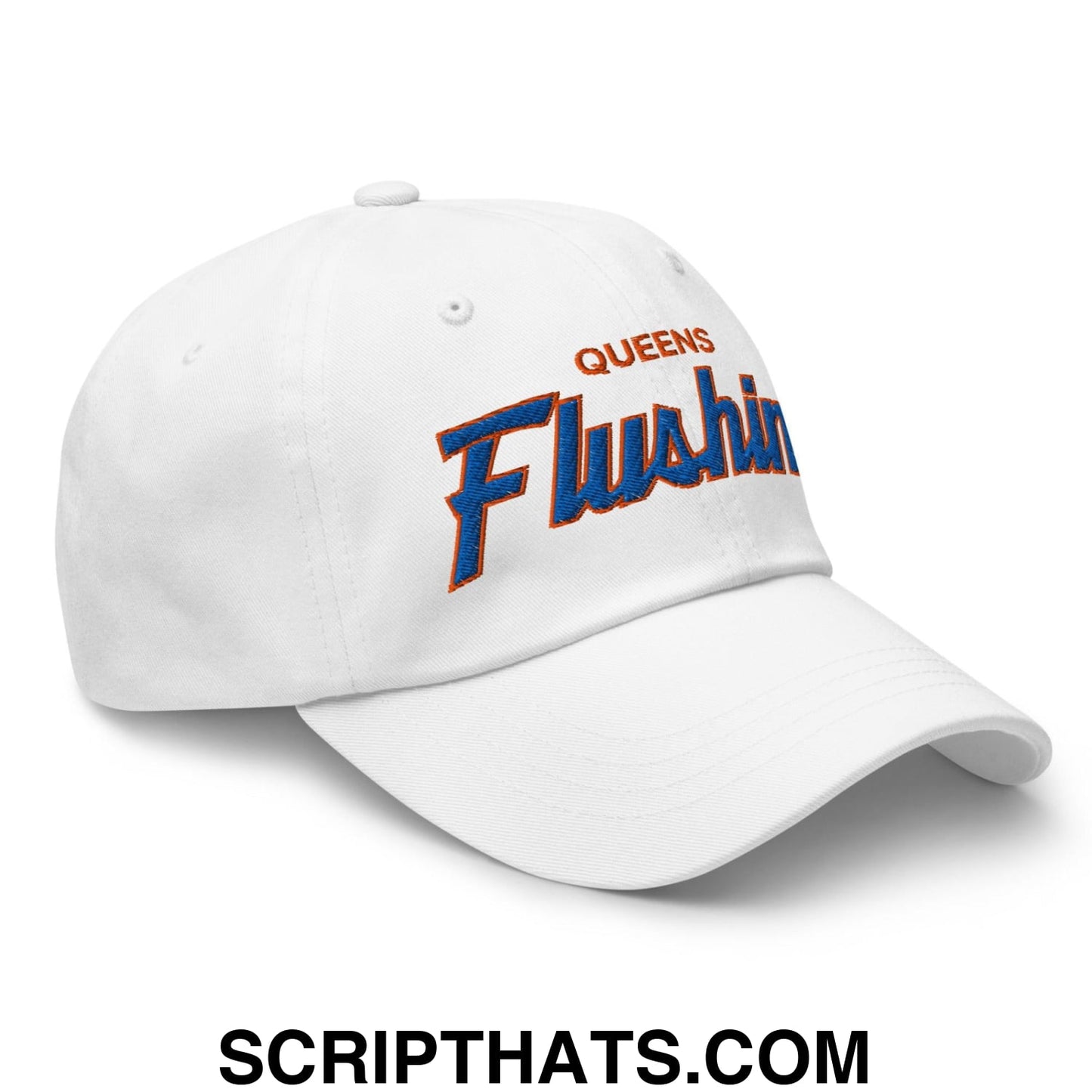 Queens Flushing NYC Vintage Sports Script Embroidered Dad Hat Default Title