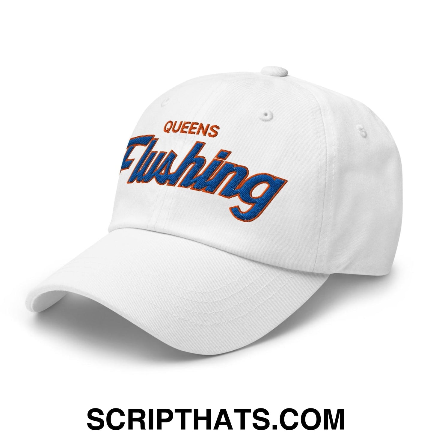 Queens Flushing NYC Vintage Sports Script Embroidered Dad Hat Default Title