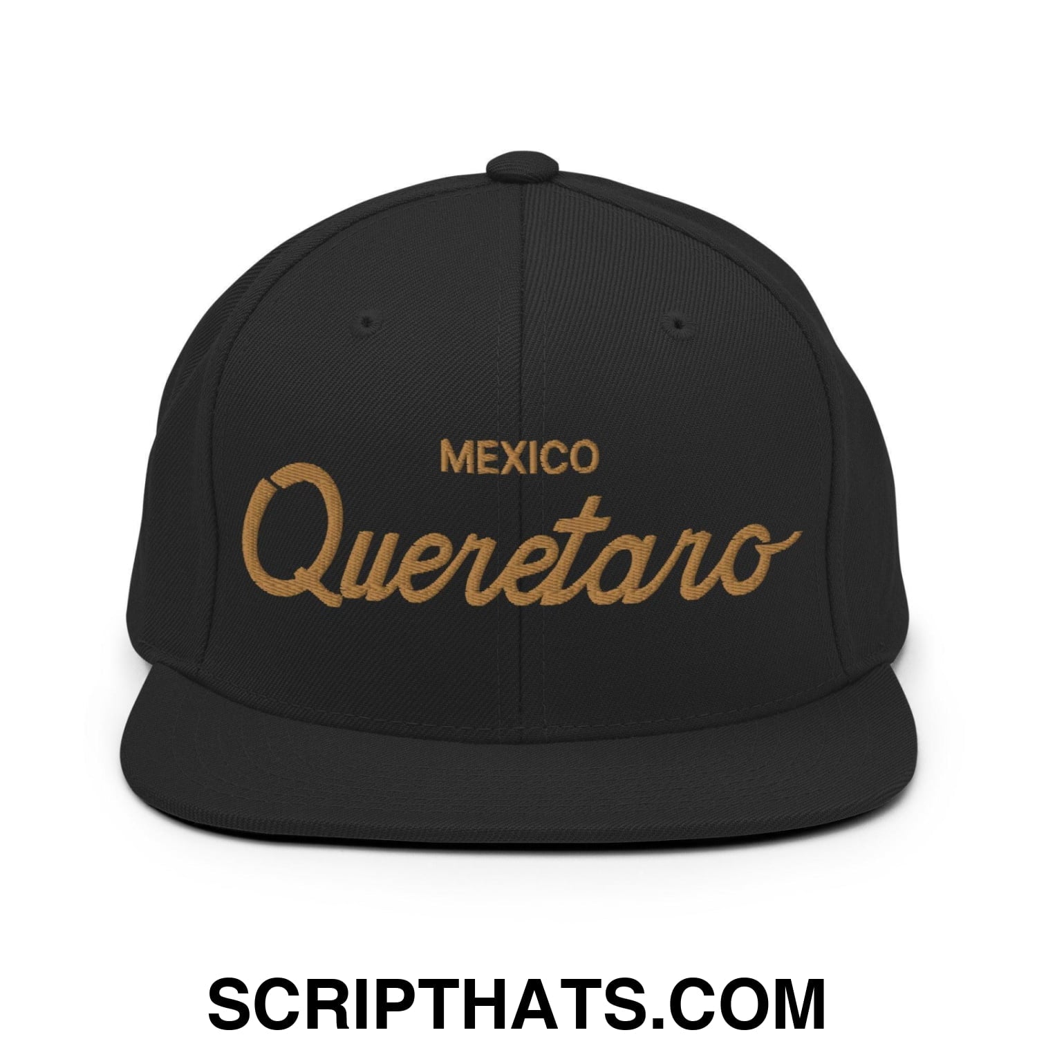 Queretaro Mexico Gold Vintage Sports Script Snapback Hat