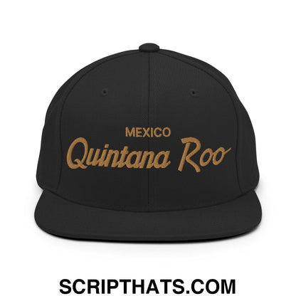 Quintana Roo Mexico Gold Vintage Sports Script Snapback Hat