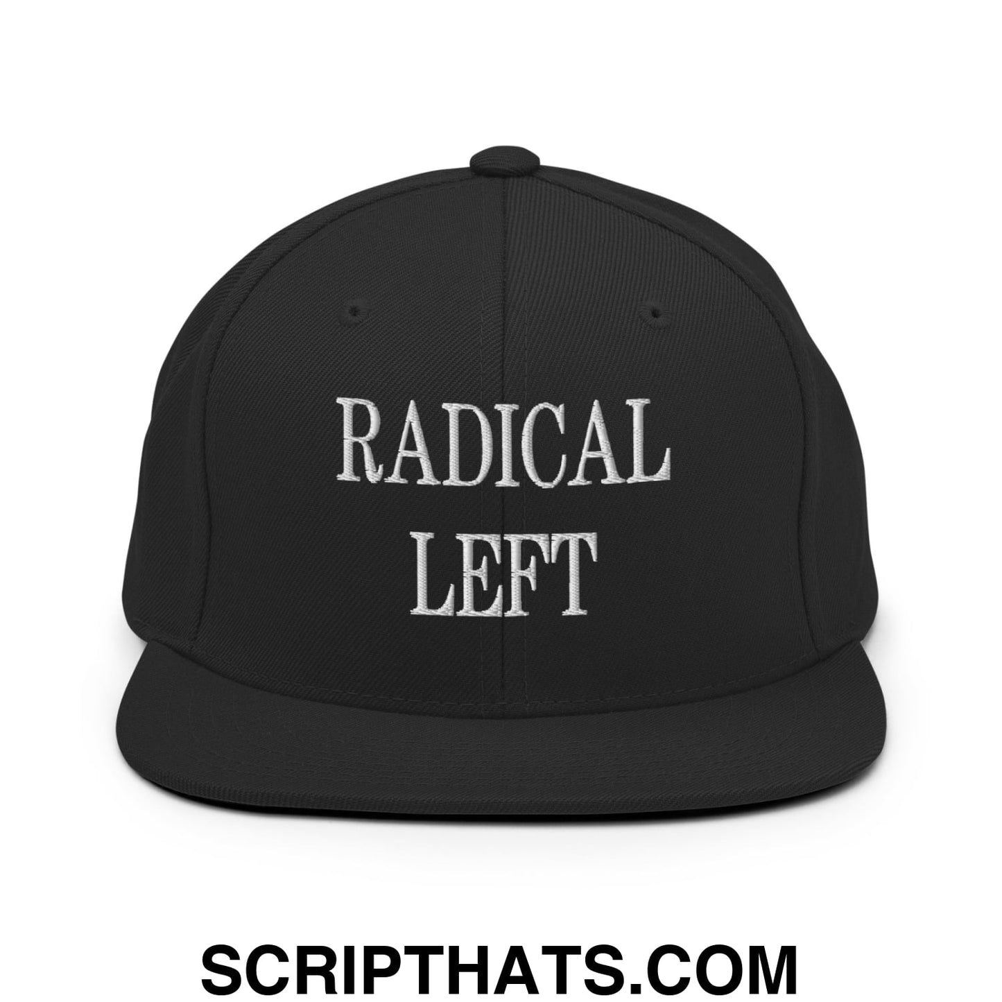 Radical Left Embroidered Flat Bill Brim Snapback Hat Black