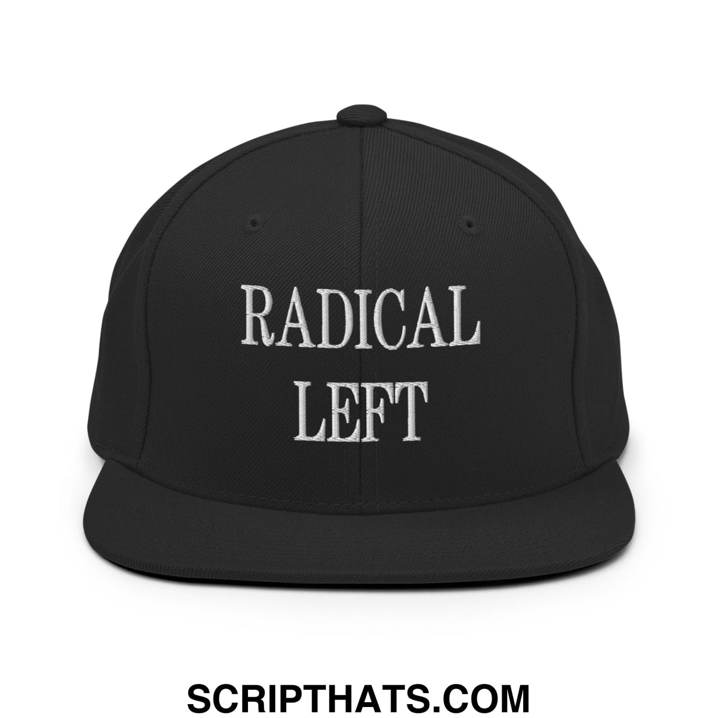 Radical Left Embroidered Flat Bill Brim Snapback Hat Black