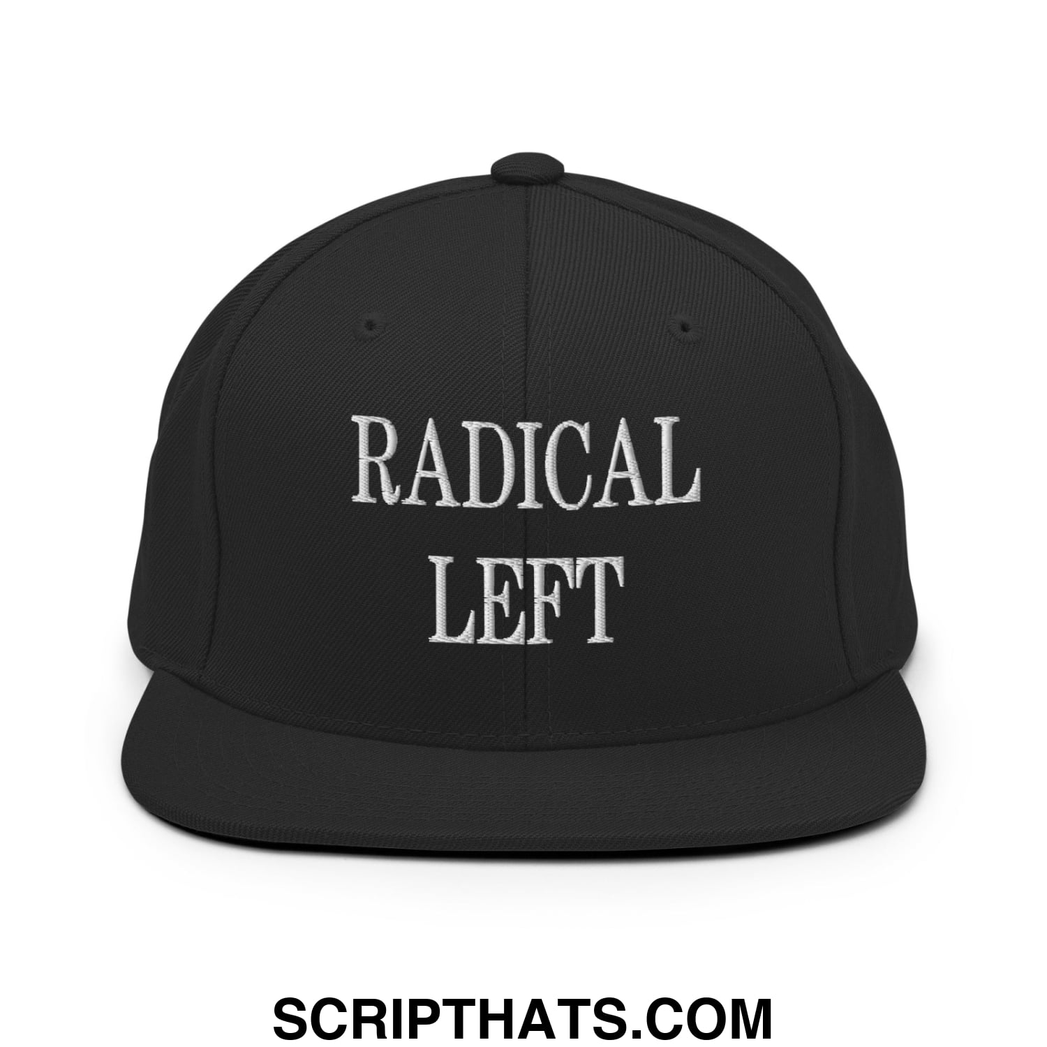 Radical Left Embroidered Flat Bill Brim Snapback Hat Black