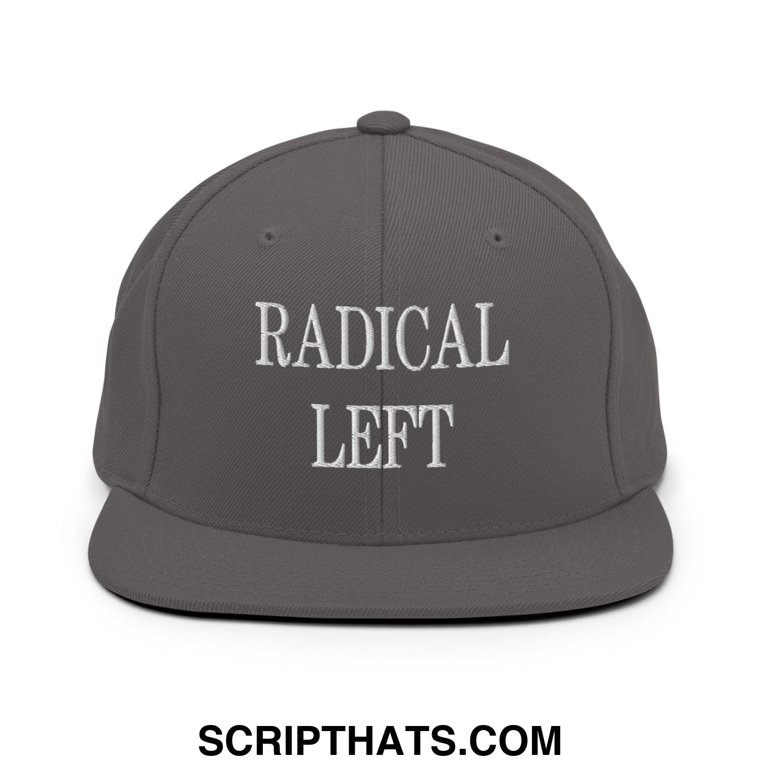 Radical Left Embroidered Flat Bill Brim Snapback Hat Dark Grey
