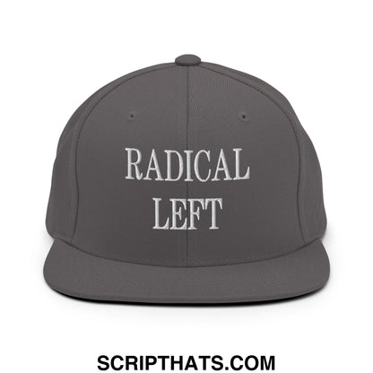 Radical Left Embroidered Flat Bill Brim Snapback Hat Dark Grey