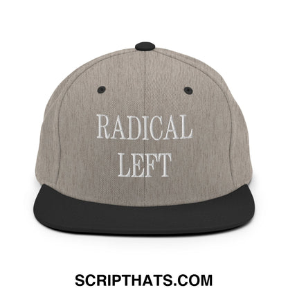 Radical Left Embroidered Flat Bill Brim Snapback Hat Heather Black