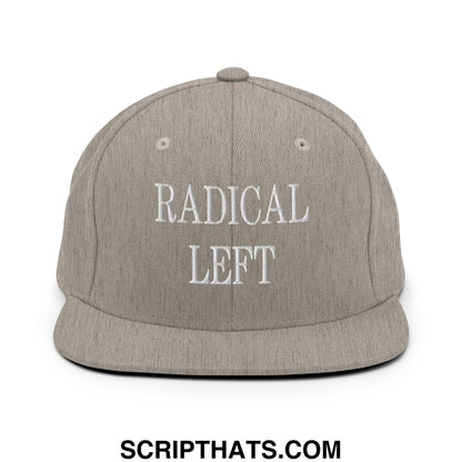 Radical Left Embroidered Flat Bill Brim Snapback Hat Heather Grey