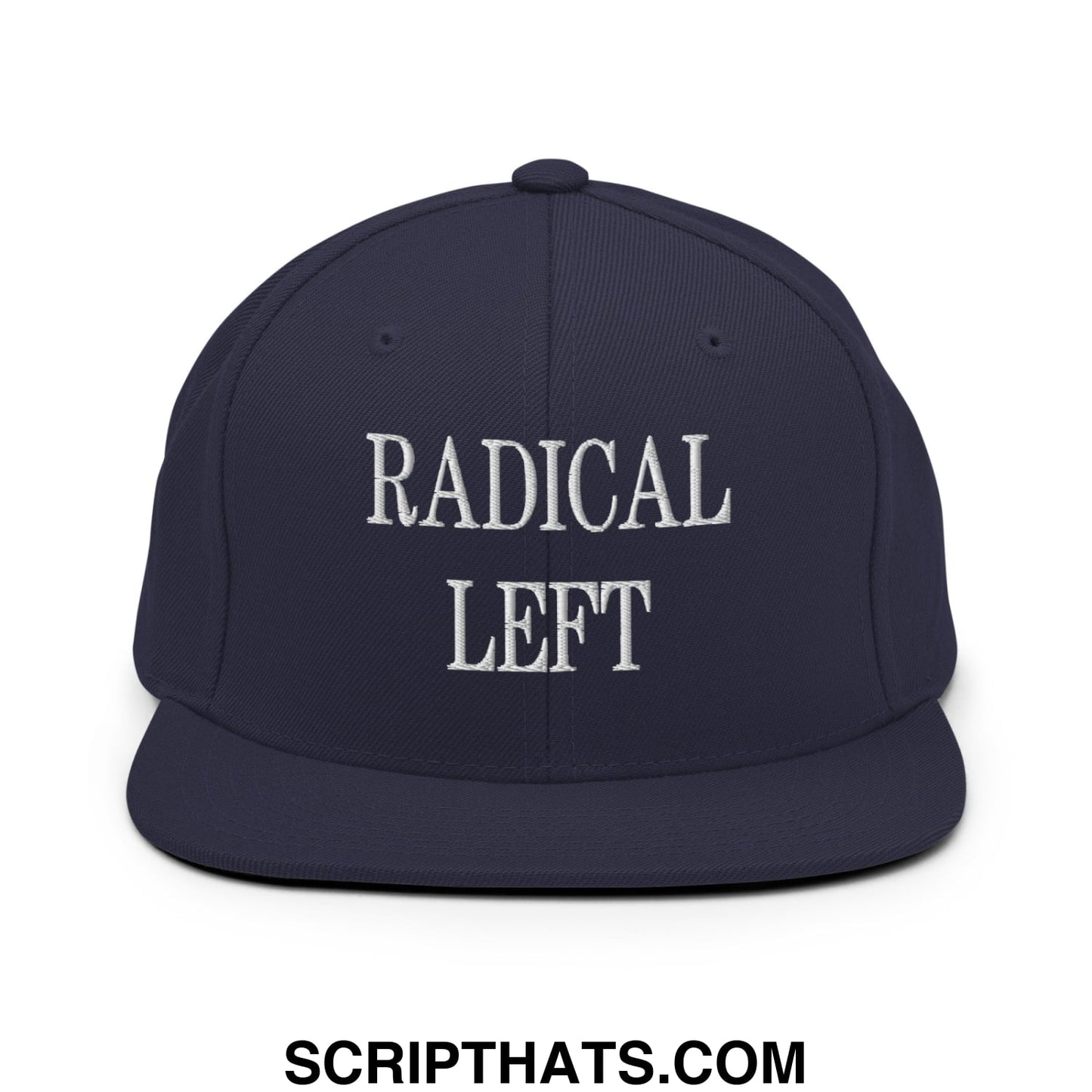 Radical Left Embroidered Flat Bill Brim Snapback Hat Navy
