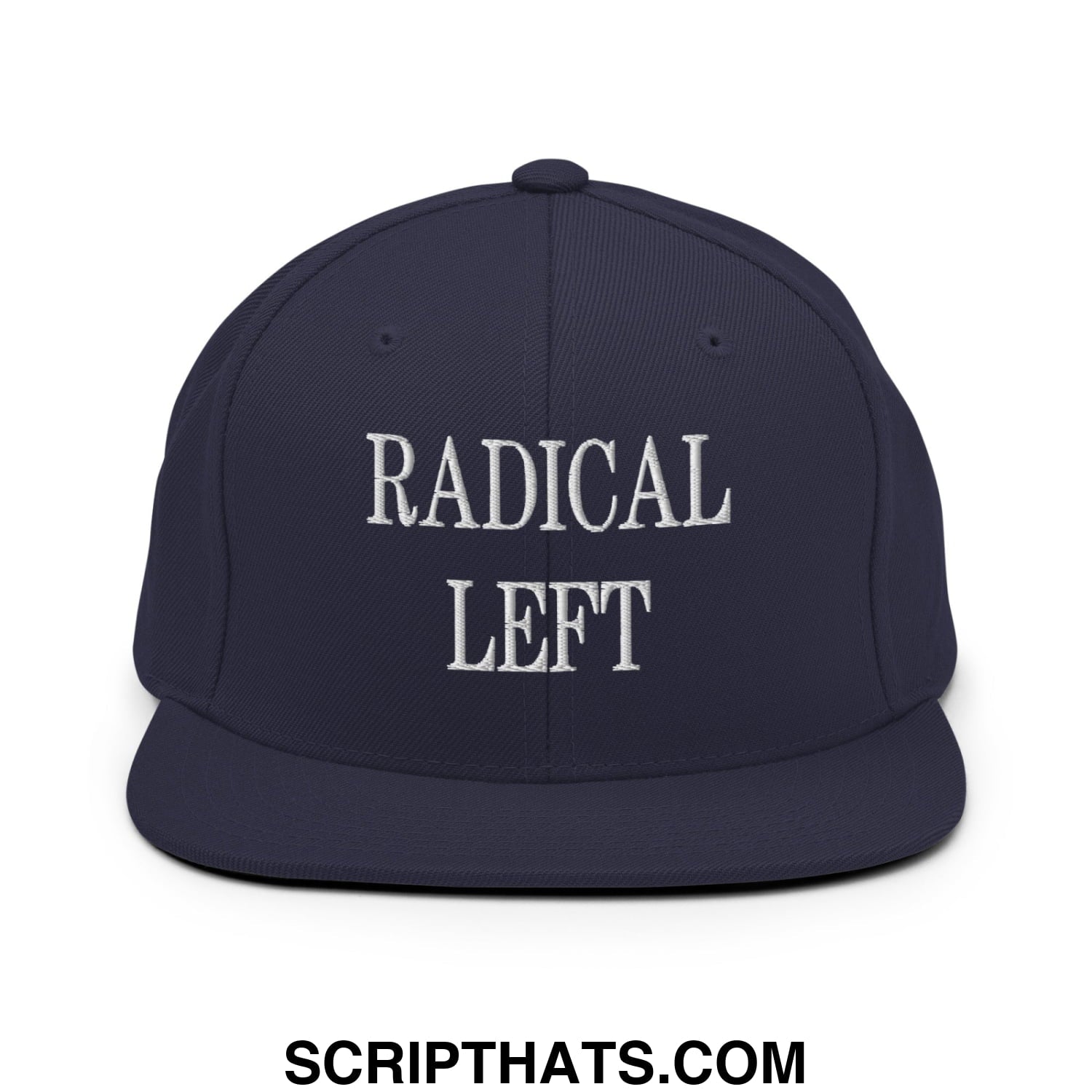 Radical Left Embroidered Flat Bill Brim Snapback Hat Navy
